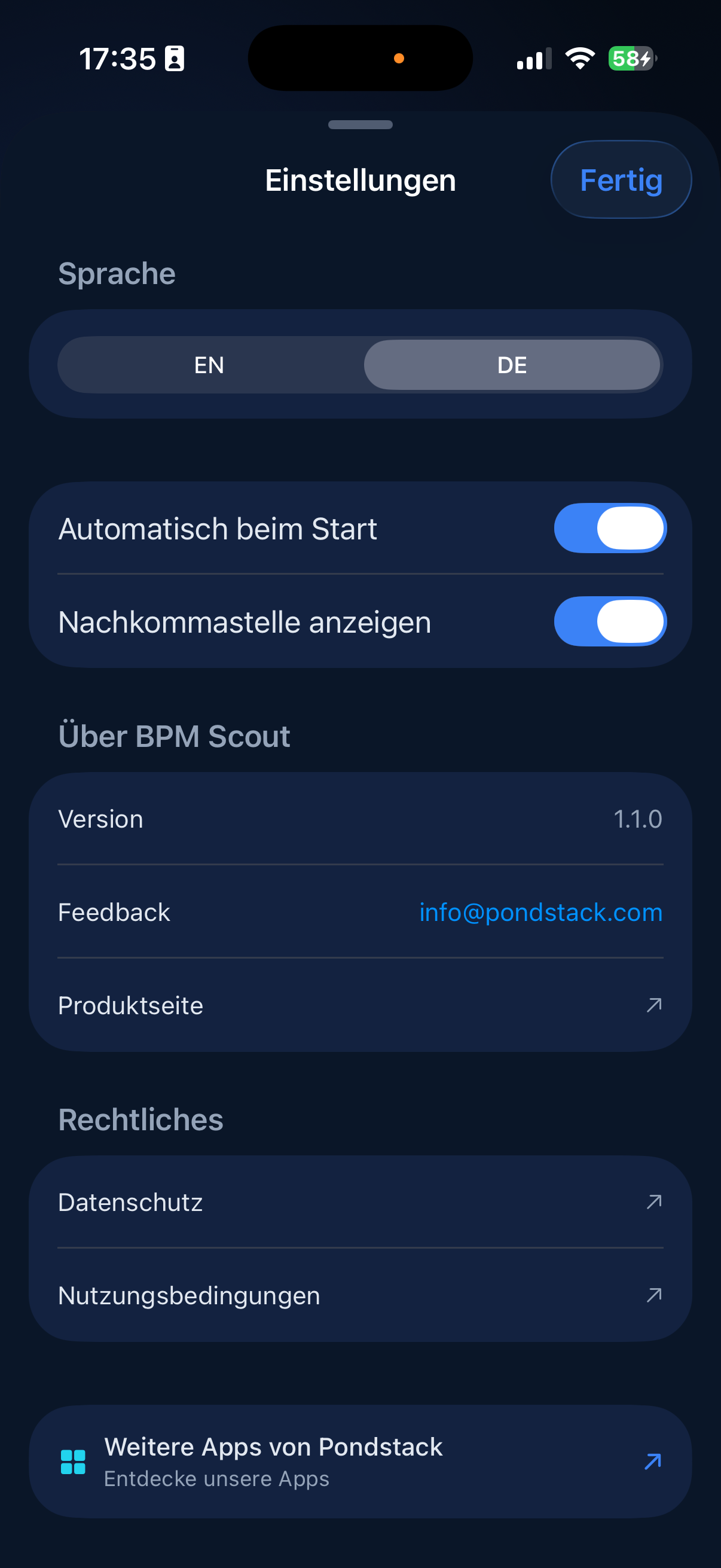 BPM Scout – Settings