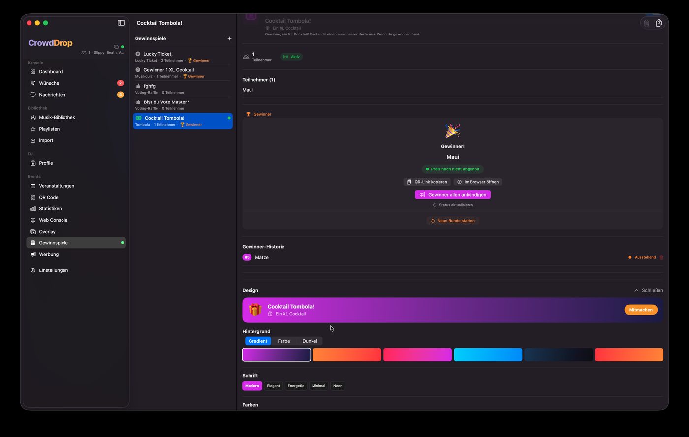 Gewinnspiel-Konfiguration