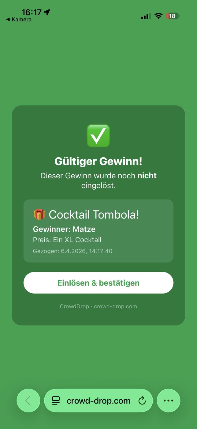 Gewinn einlösen an der Bar