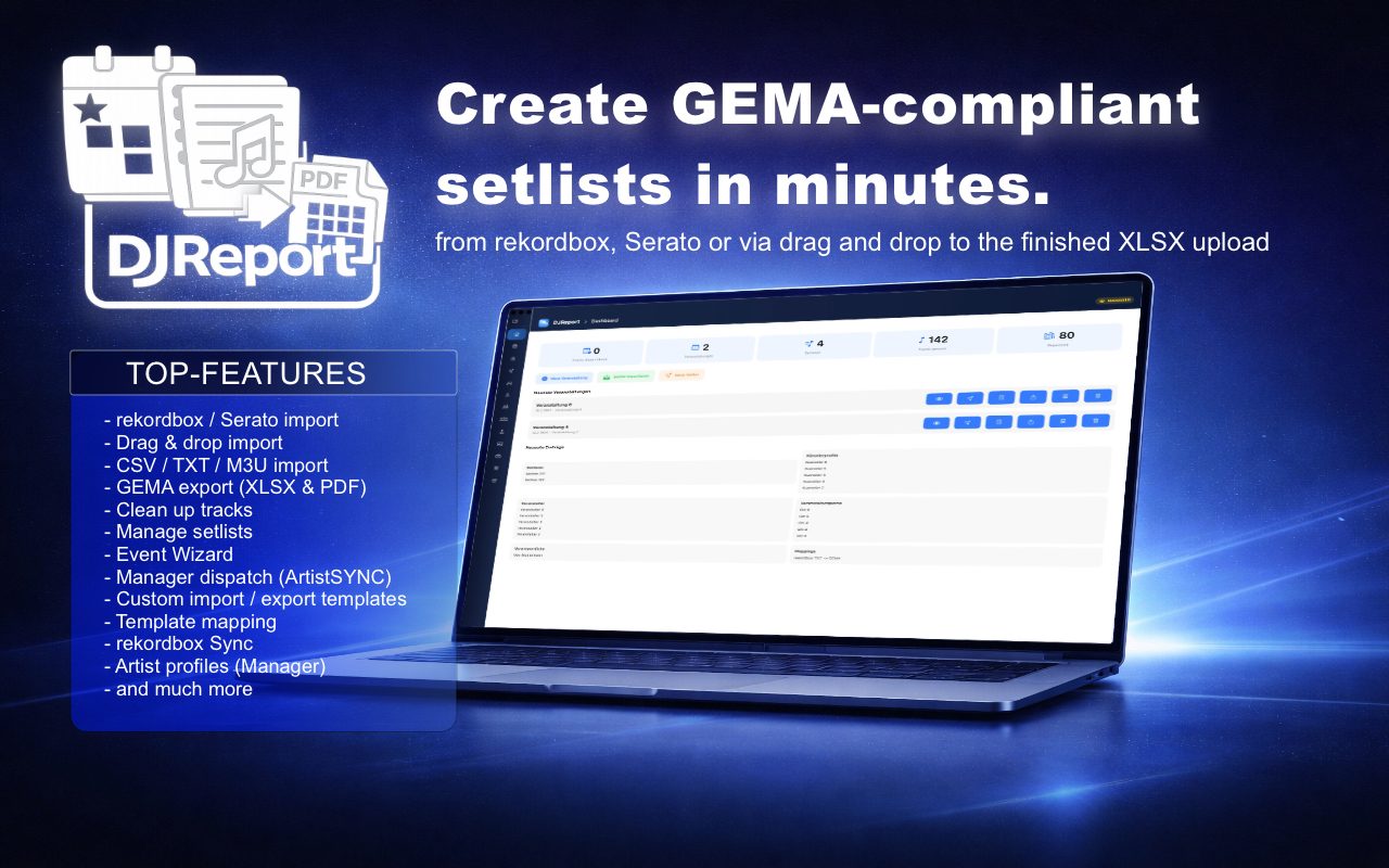 DJReport – Create GEMA-compliant setlists in minutes