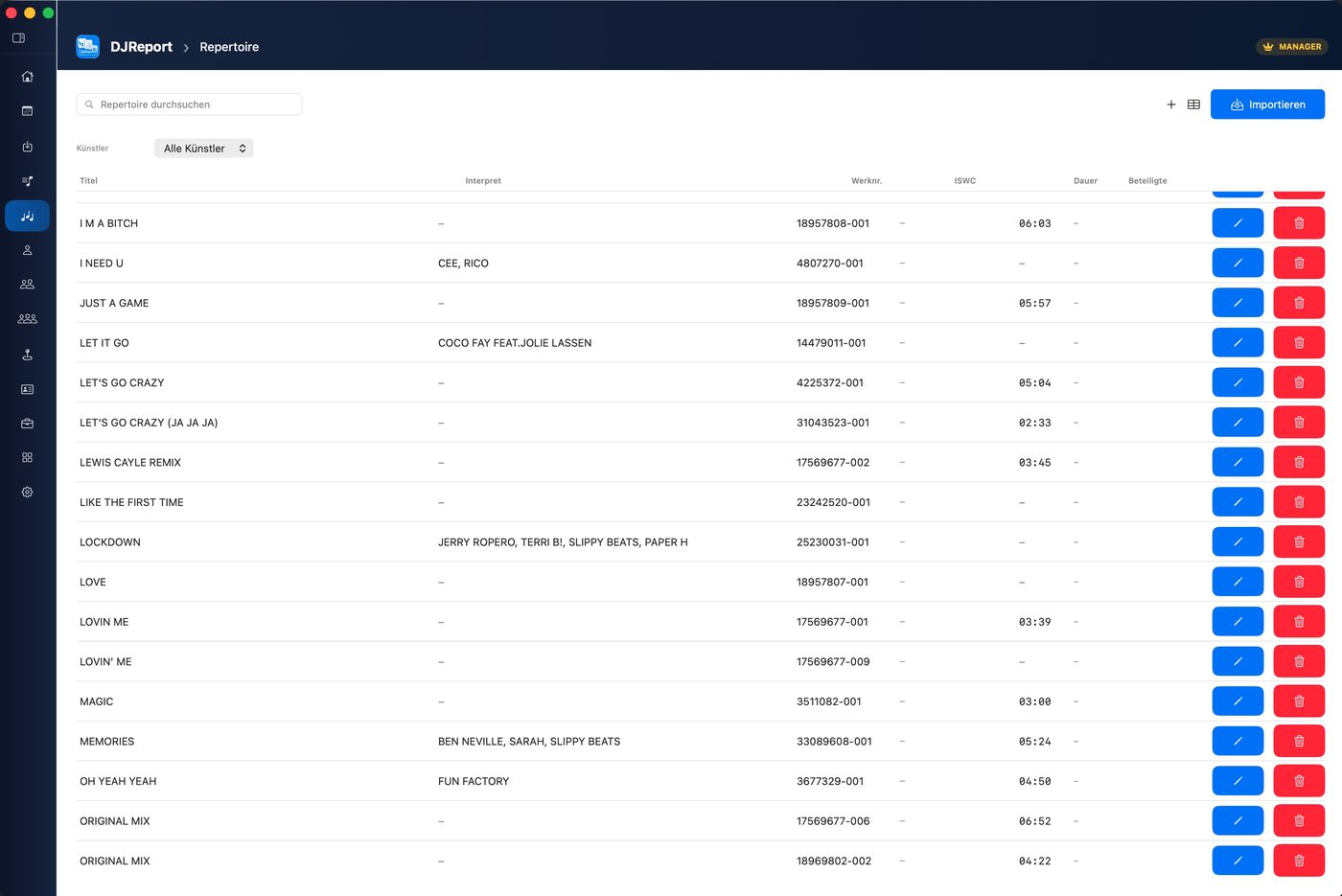 Repertoire-Verwaltung