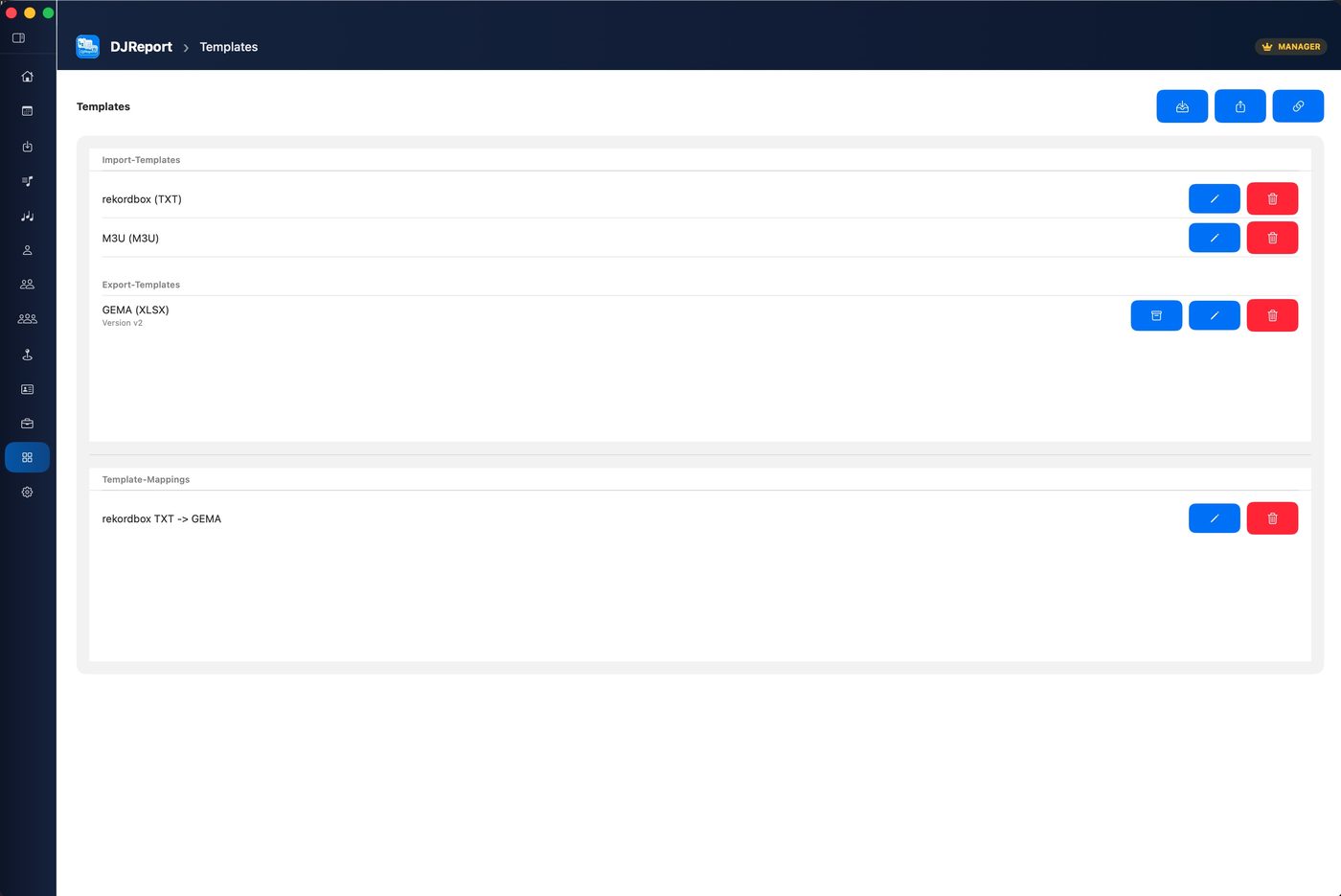 Import & Export Templates