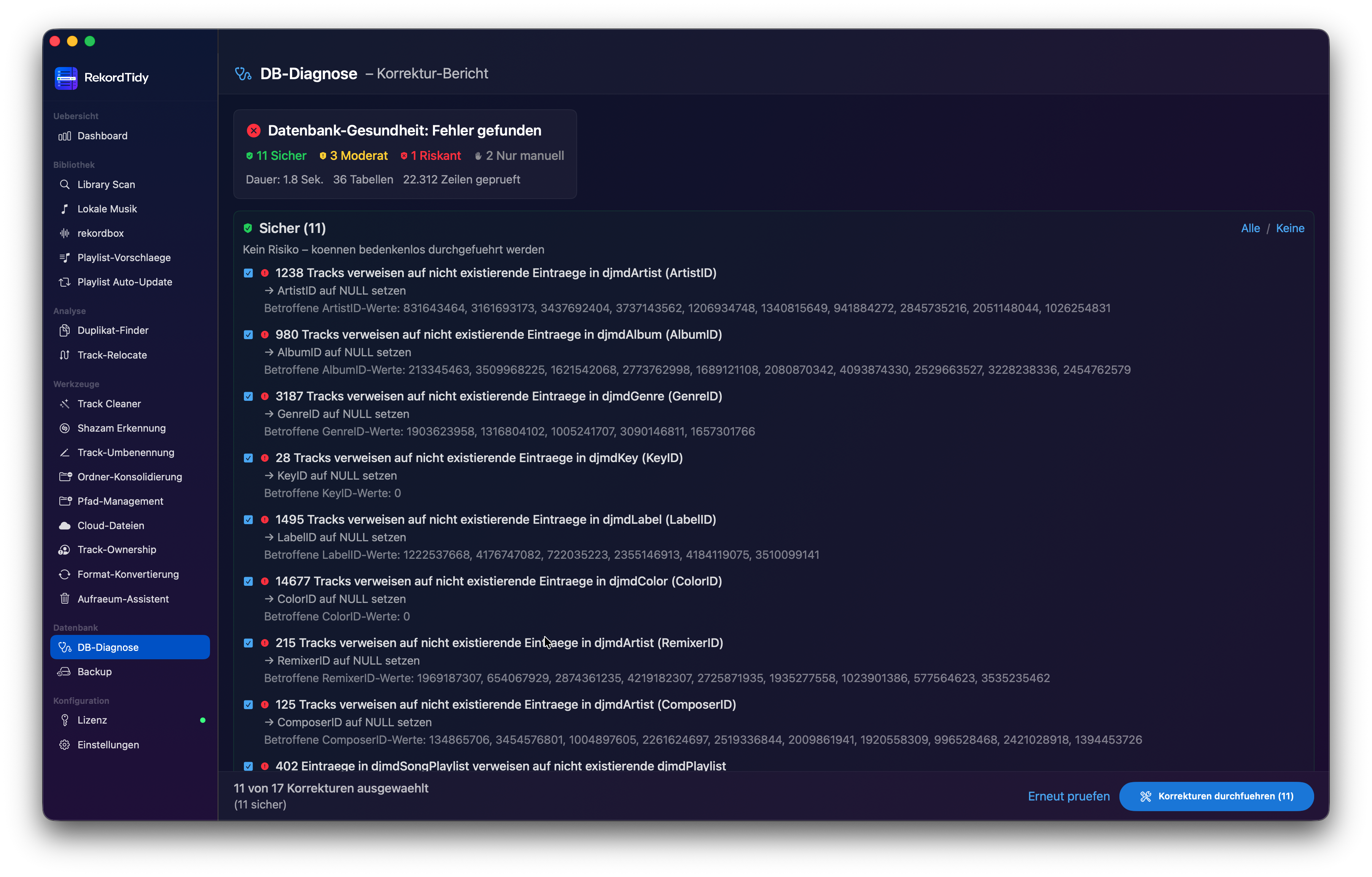 DB-Diagnose Ergebnis