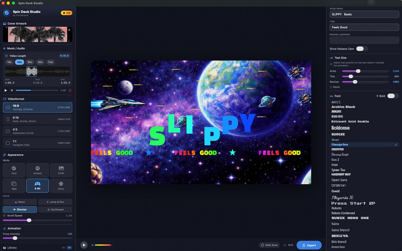 8-Bit Arcade Modus – Space Shooter Szene