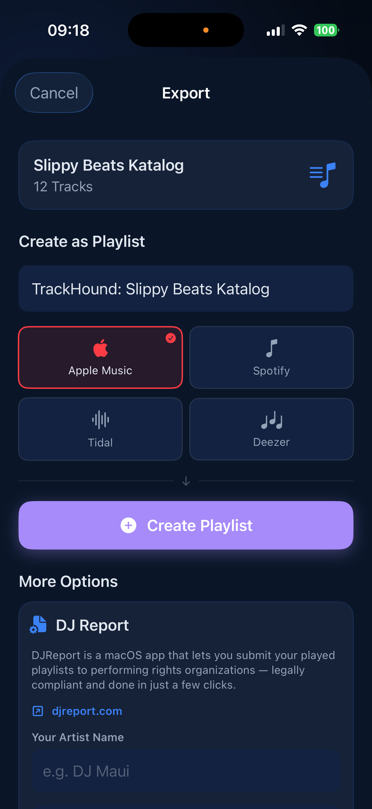 TrackHound – Playlist Export