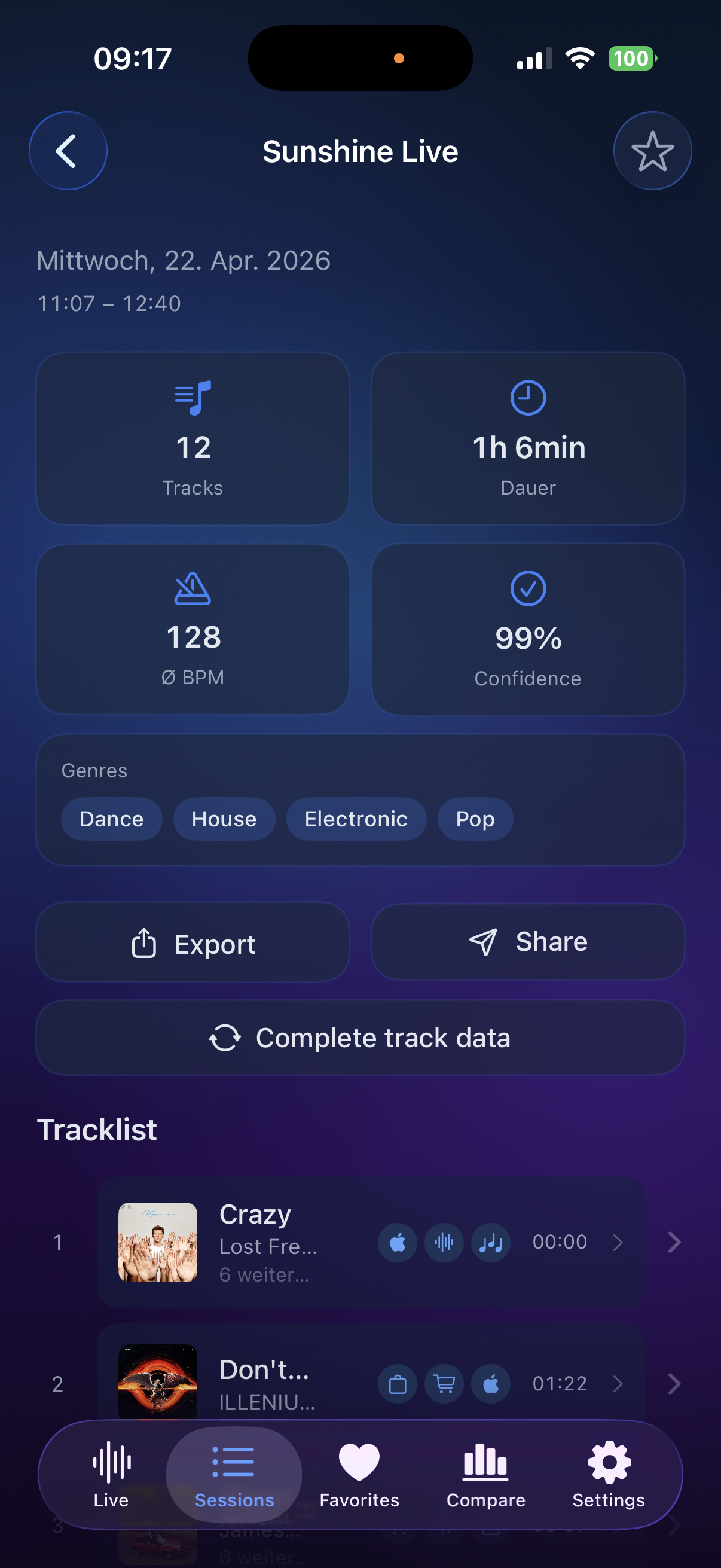 TrackHound – Session Detail